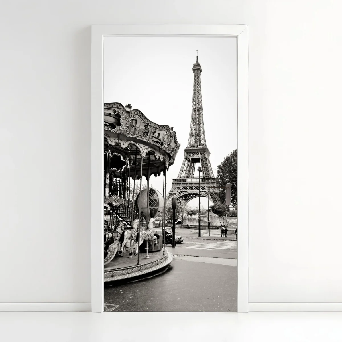 Türaufkleber Eiffelturm und karussell in Paris – Wallnifity® Türaufkleber Eiffelturm und karussell in Paris – Wallnifity®