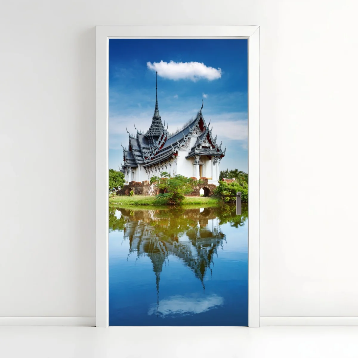 Türaufkleber Sanphet Prasat palast am spiegelnden see – Wallnifity® Türaufkleber Sanphet Prasat palast am spiegelnden see – Wallnifity®