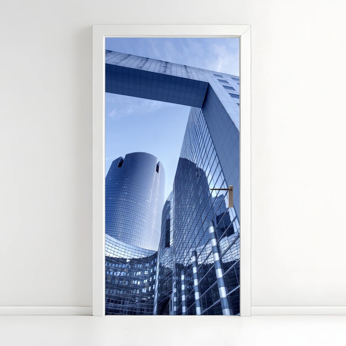 Türaufkleber moderne blaue stadtsilhouette – Wallnifity®