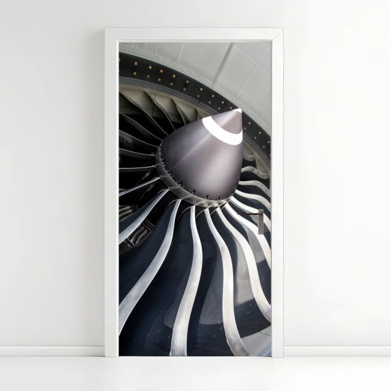 Türaufkleber nahaufnahme turbinenblätter des jettriebwerks