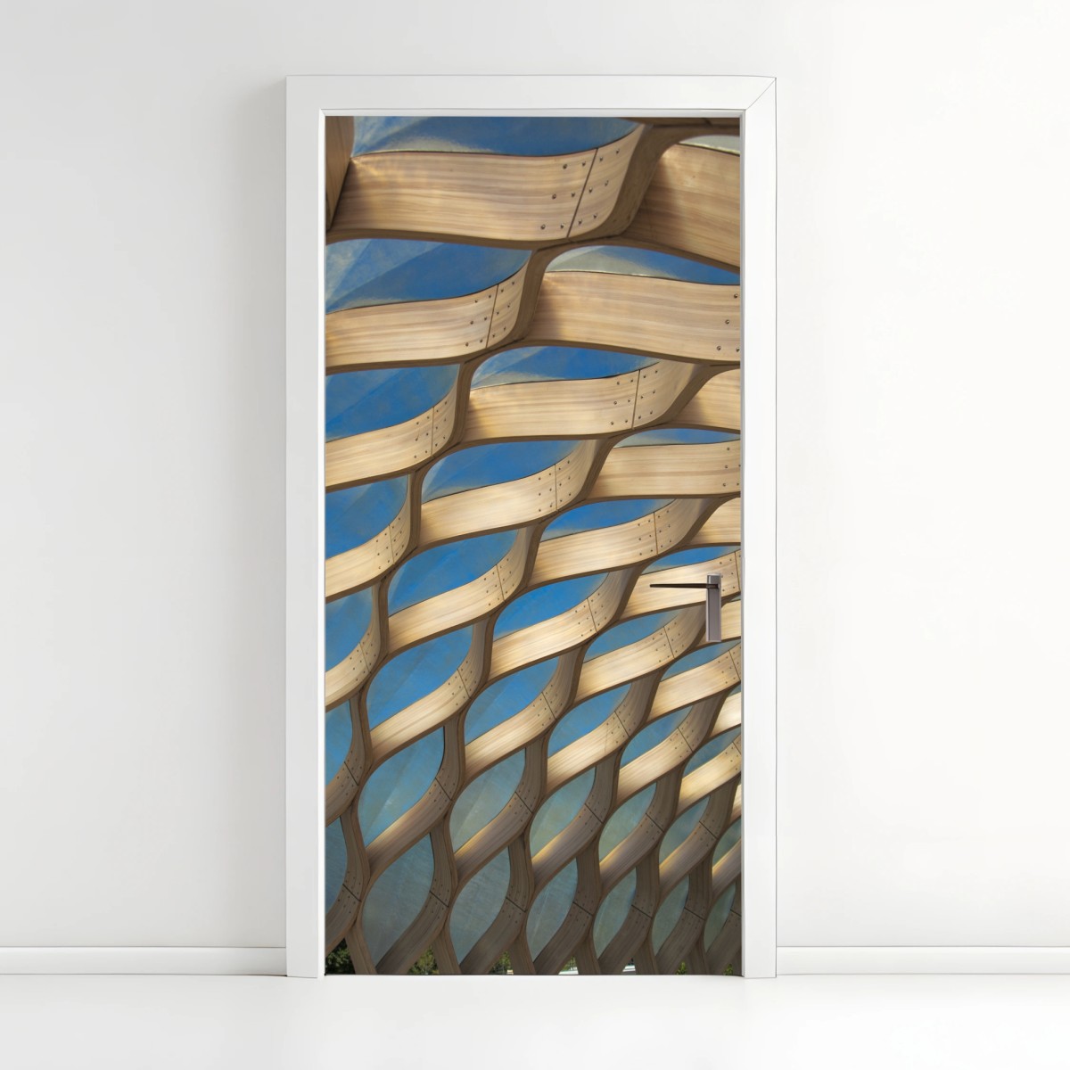 Türaufkleber holzlamellen überdachung in Chicago – Wallnifity®