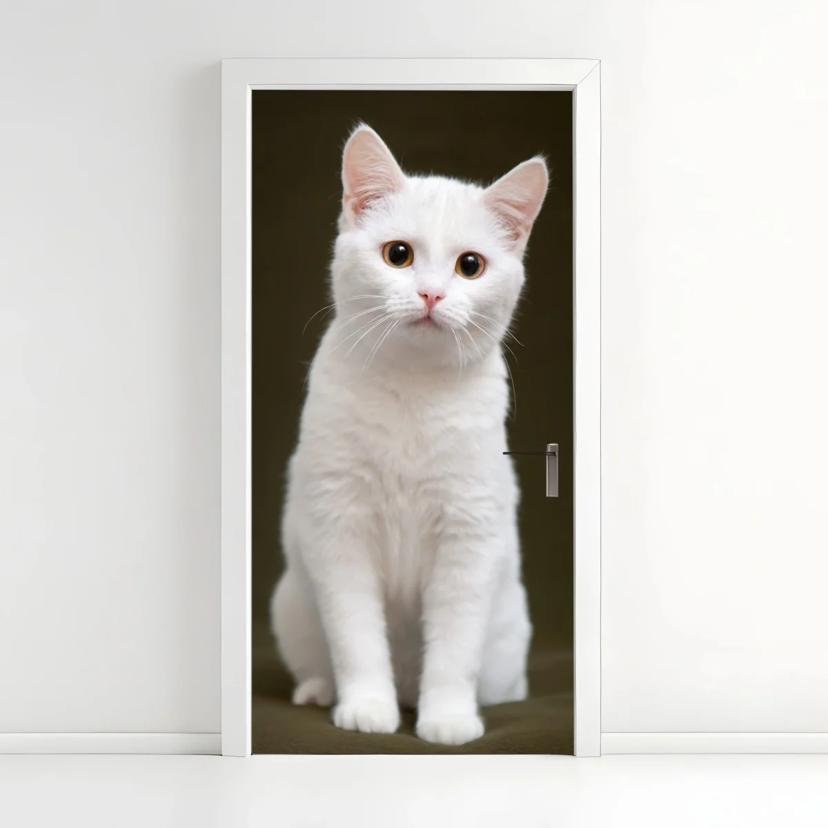 Türaufkleber niedliches porträt einer weißen katze – Wallnifity® Türaufkleber niedliches porträt einer weißen katze – Wallnifity®