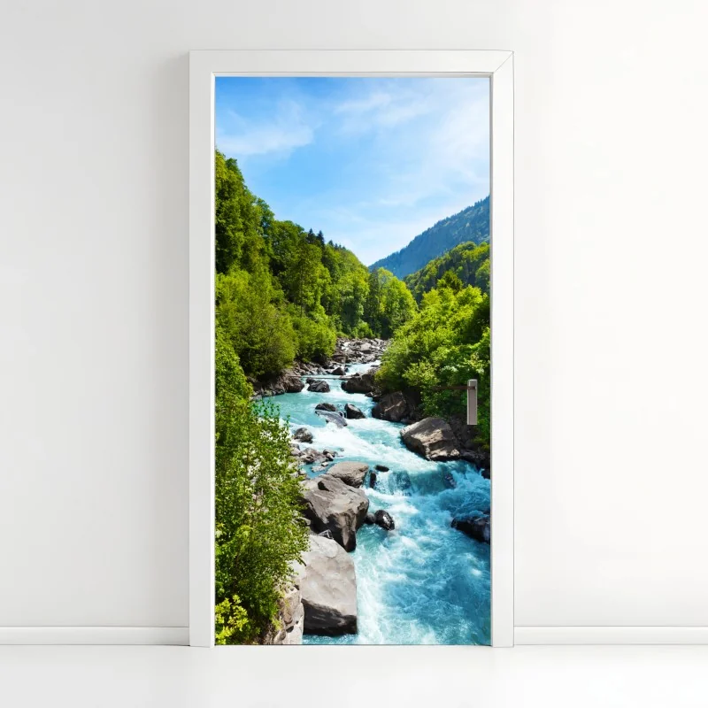 Türaufkleber gletscherfluss im grünen tal
