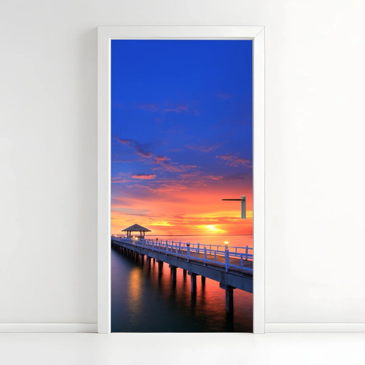 Türaufkleber mole bei sonnenuntergang am strand – Wallnifity®