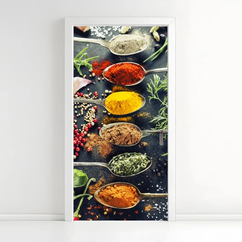 Türaufkleber komposition aus gewürzen und kräutern