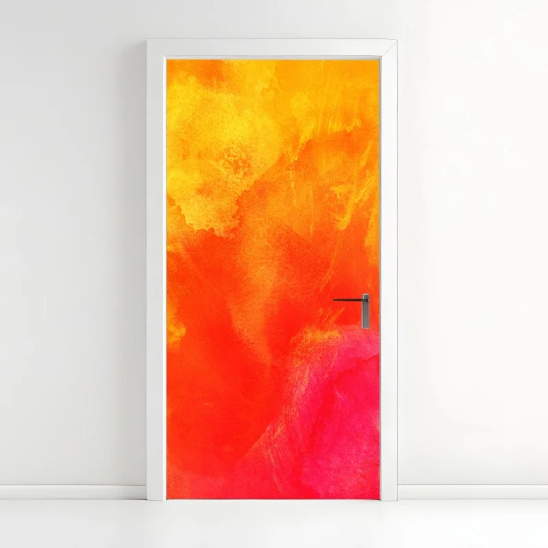 Türaufkleber leuchtende strelitzie vor tiefgrünen blättern – Wallnifity®