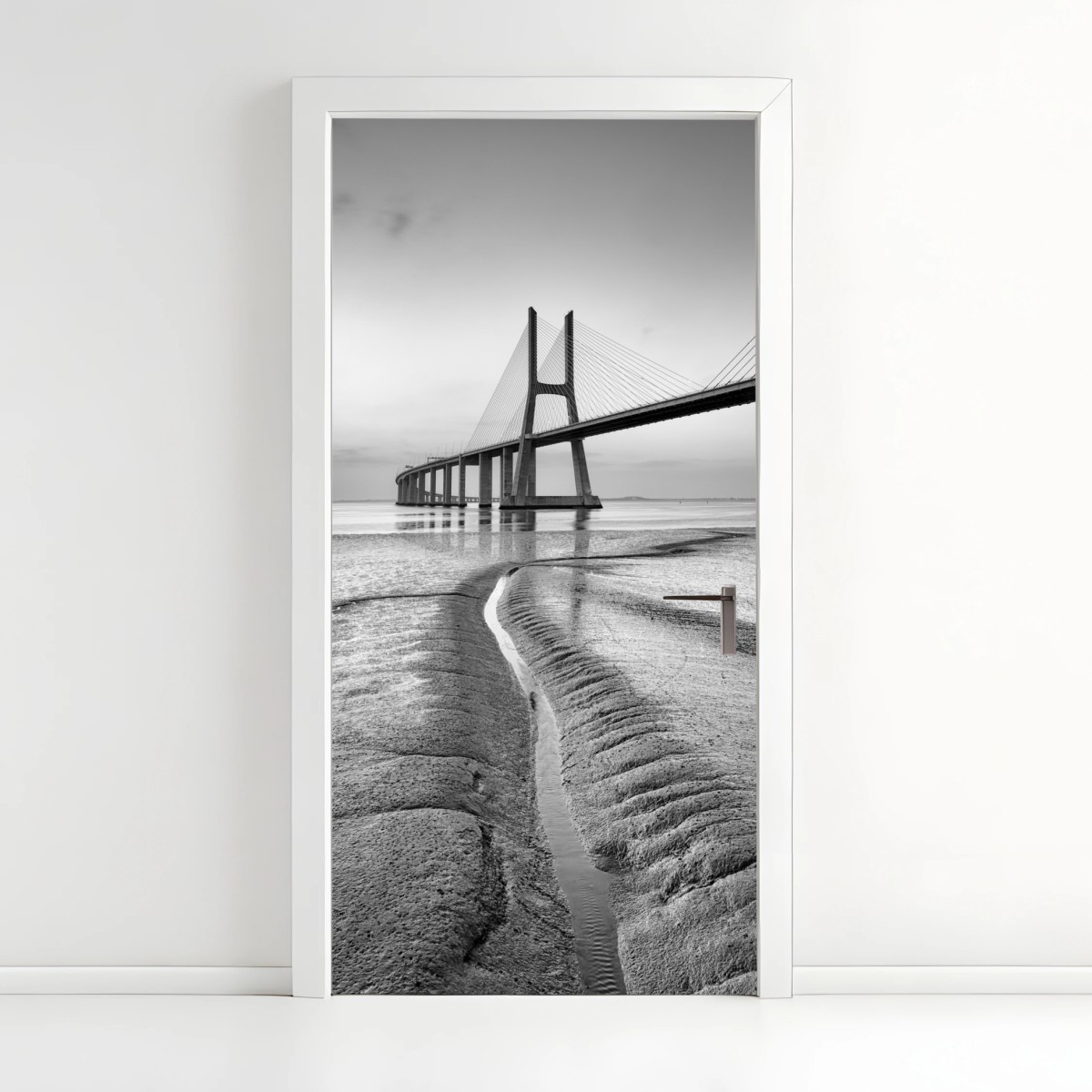 Türaufkleber minimalistische seilbrücke in monochrom – Wallnifity® Türaufkleber minimalistische seilbrücke in monochrom – Wallnifity®