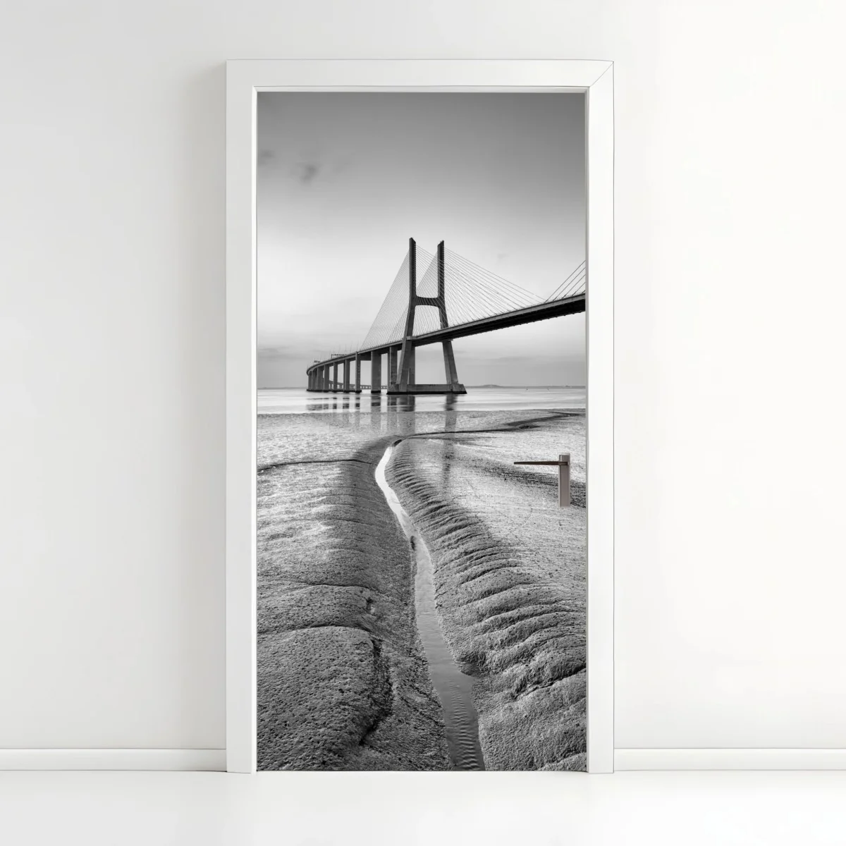 Türaufkleber minimalistische seilbrücke in monochrom – Wallnifity® Türaufkleber minimalistische seilbrücke in monochrom – Wallnifity®