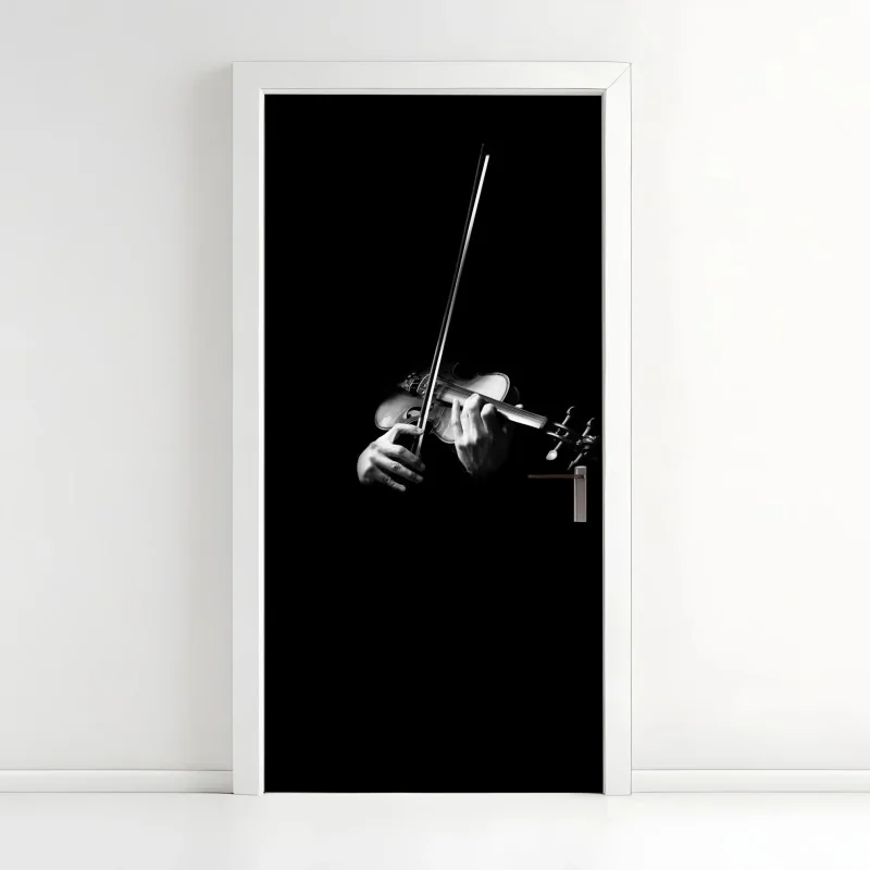 Türaufkleber geige in monochrom