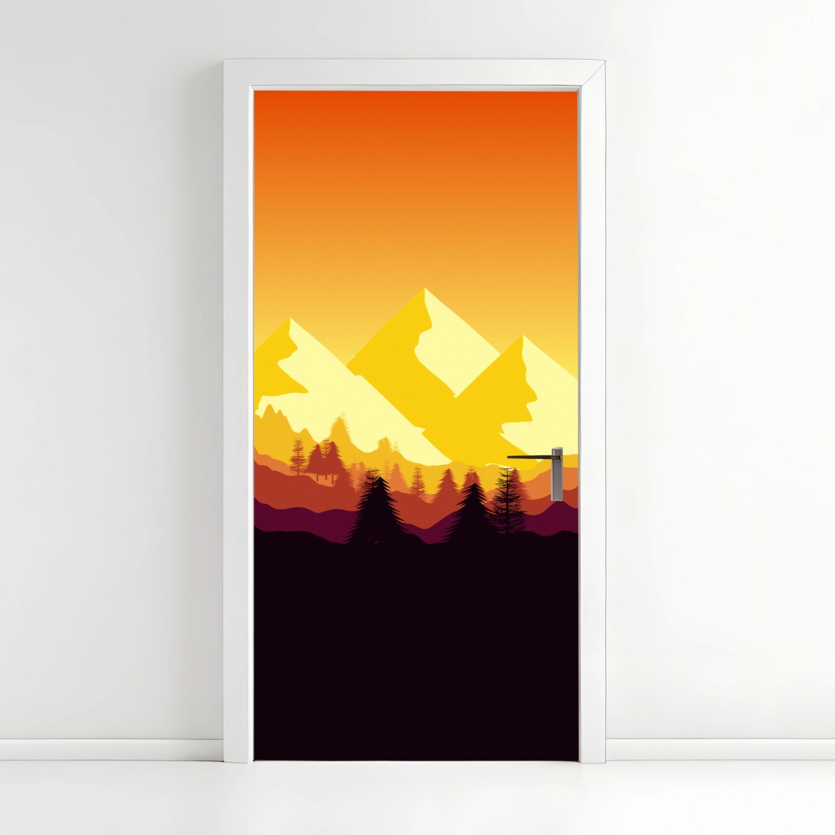 Türaufkleber goldener sonnenuntergang über bergen – Wallnifity®