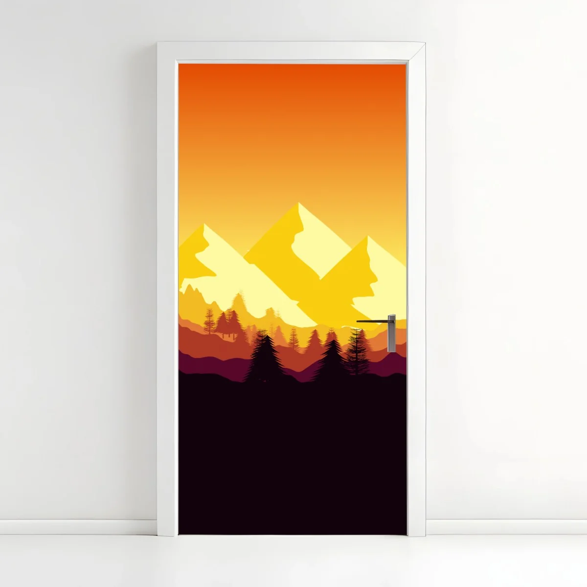 Türaufkleber goldener sonnenuntergang über bergen – Wallnifity®