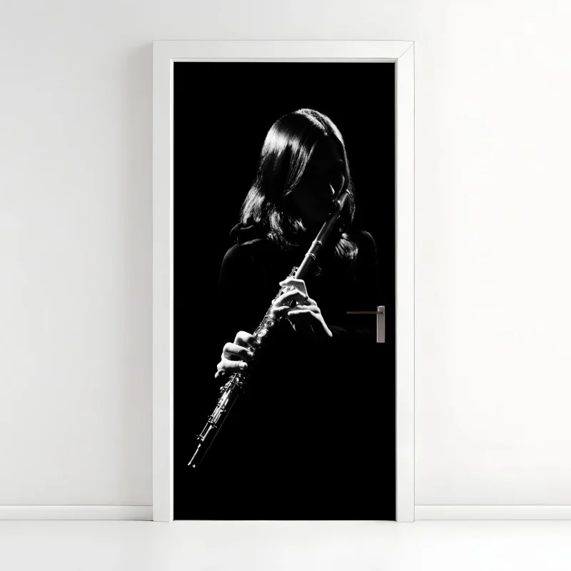 Türaufkleber elegante flötensilhouette