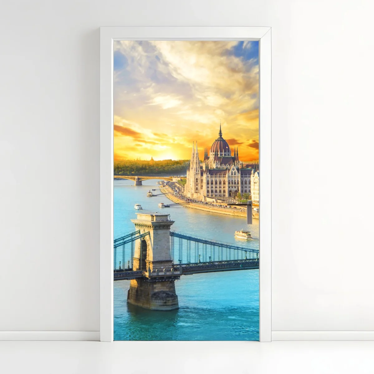 Türaufkleber sonnenuntergang über Budapest und der Kettenbrücke – Wallnifity® Türaufkleber sonnenuntergang über Budapest und der Kettenbrücke – Wallnifity®
