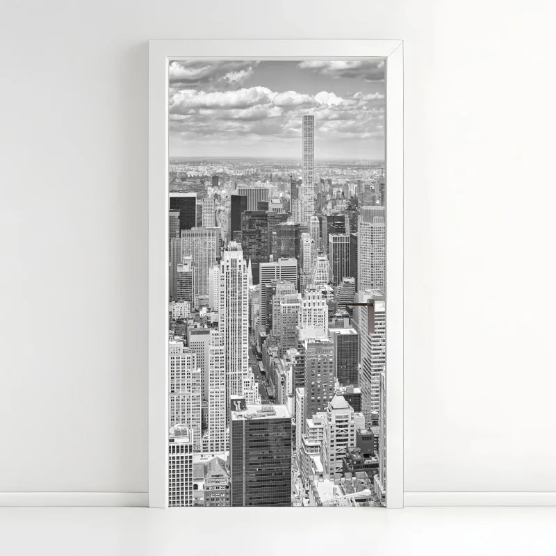 Türaufkleber panorama von New York in schwarzweiß
