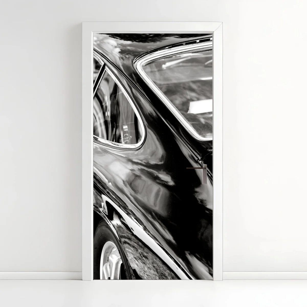 Türaufkleber oldtimer rückansicht detail in schwarzweiß – Wallnifity® Türaufkleber oldtimer rückansicht detail in schwarzweiß – Wallnifity®