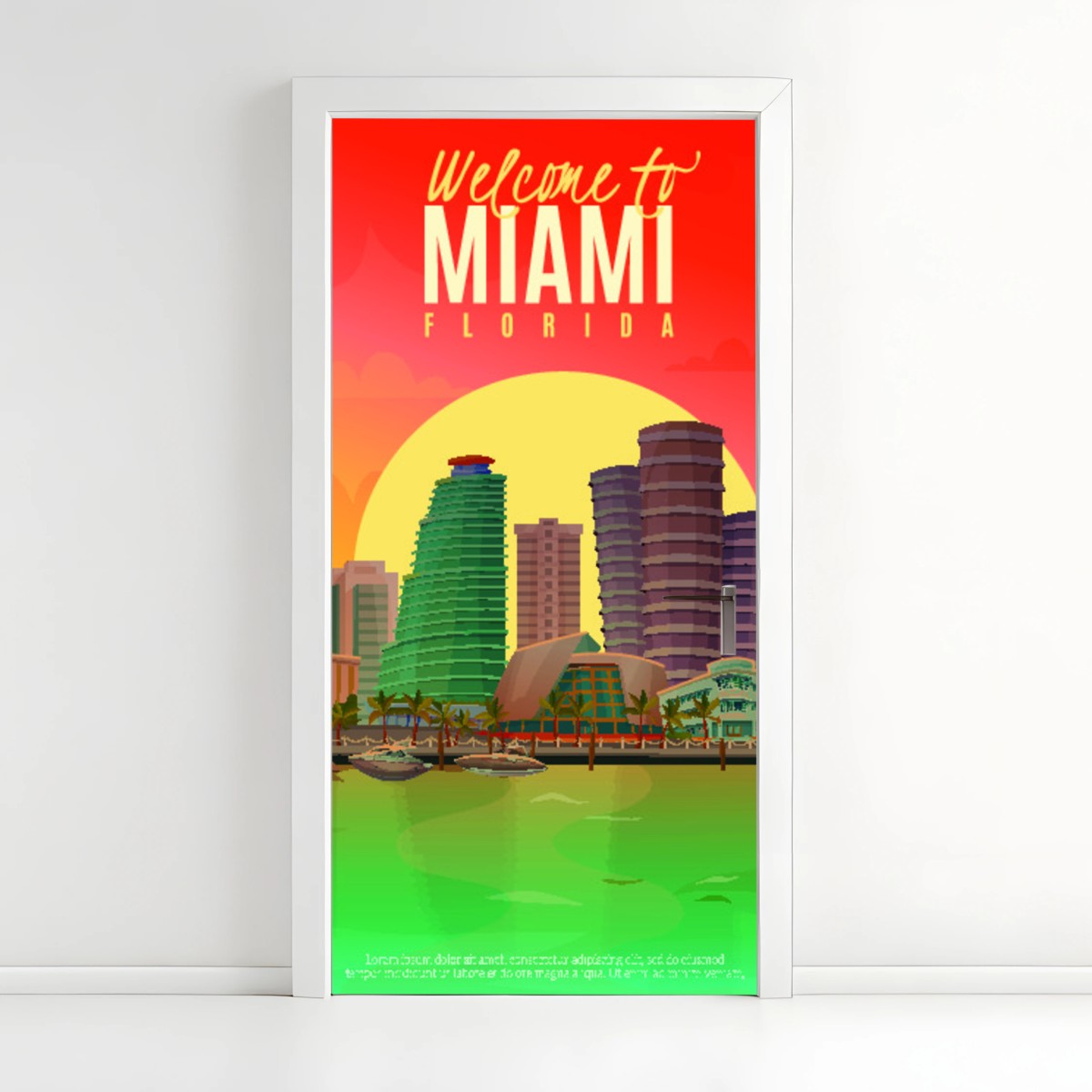 Türaufkleber Miami sonnenuntergang skyline – Wallnifity®