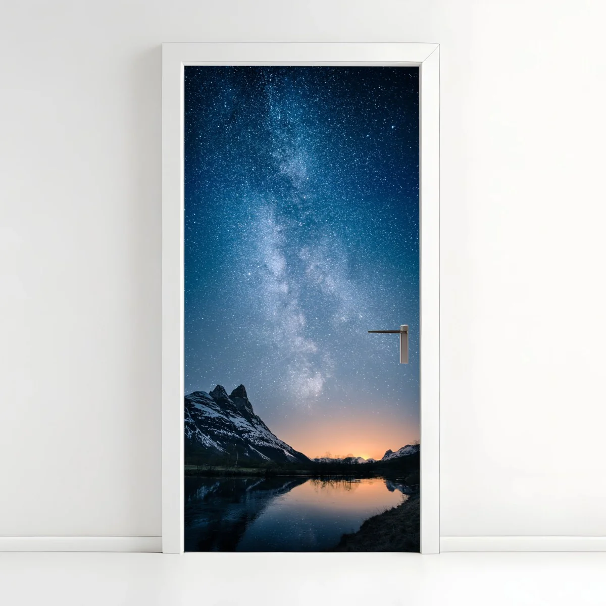 Türaufkleber milchstraße über bergspiegelung – Wallnifity® Türaufkleber milchstraße über bergspiegelung – Wallnifity®