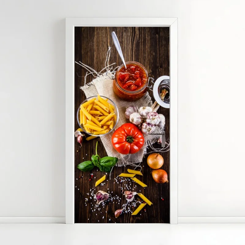 Türaufkleber rustikales italienisches pasta-arrangement