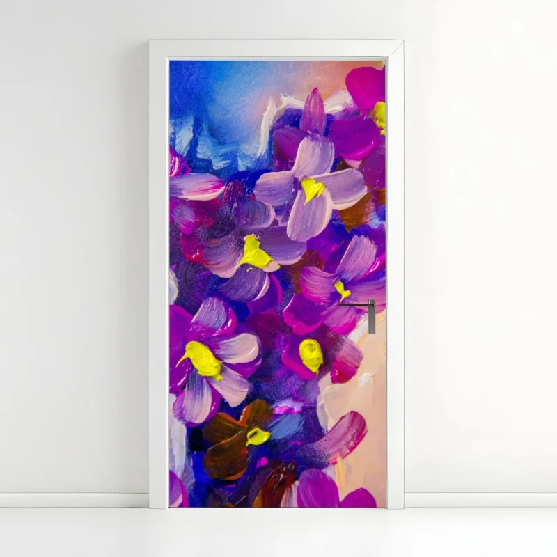Türaufkleber intensiver violetter blumenstrauß