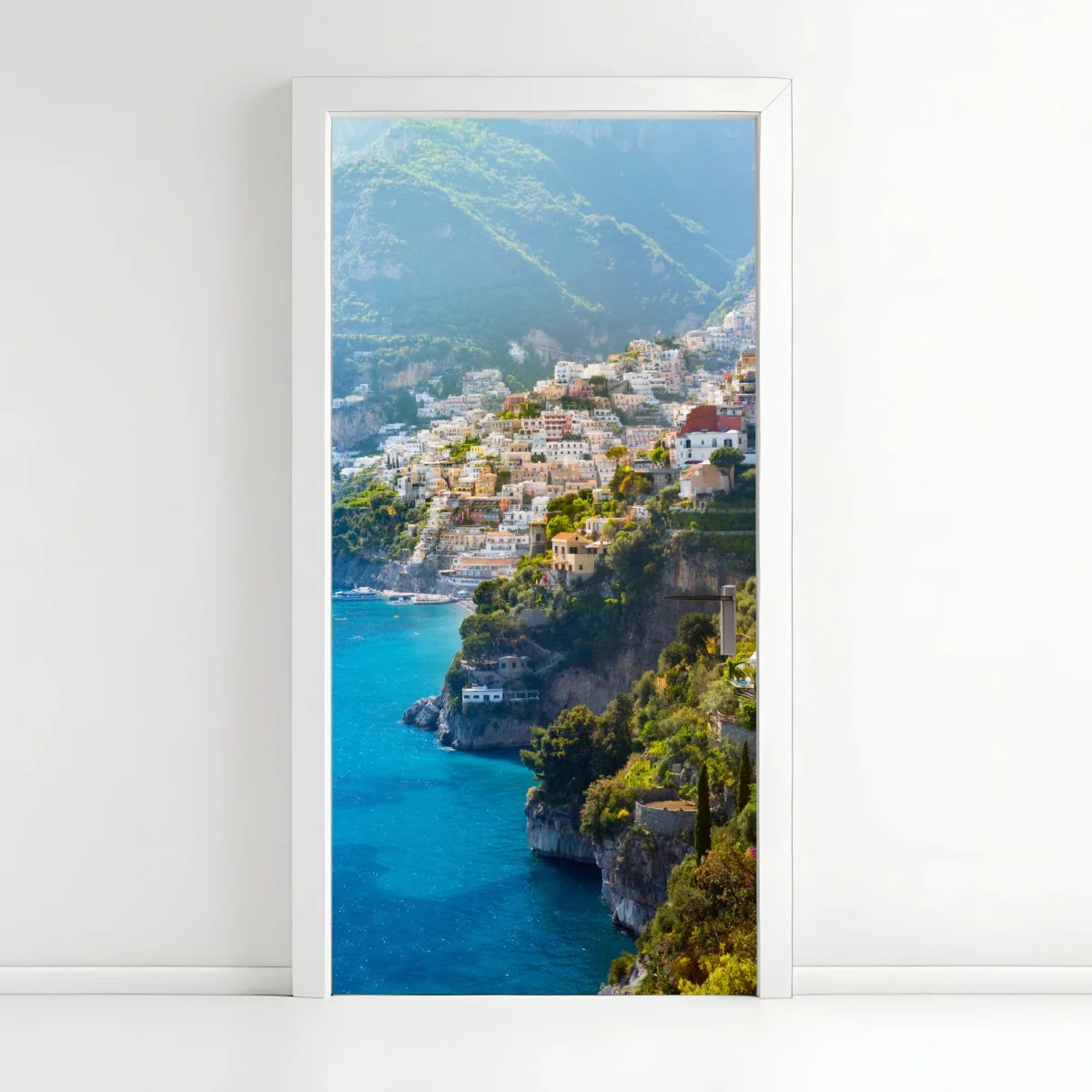 Türaufkleber Positano küstenpanorama an der klippe – Wallnifity® Türaufkleber Positano küstenpanorama an der klippe – Wallnifity®
