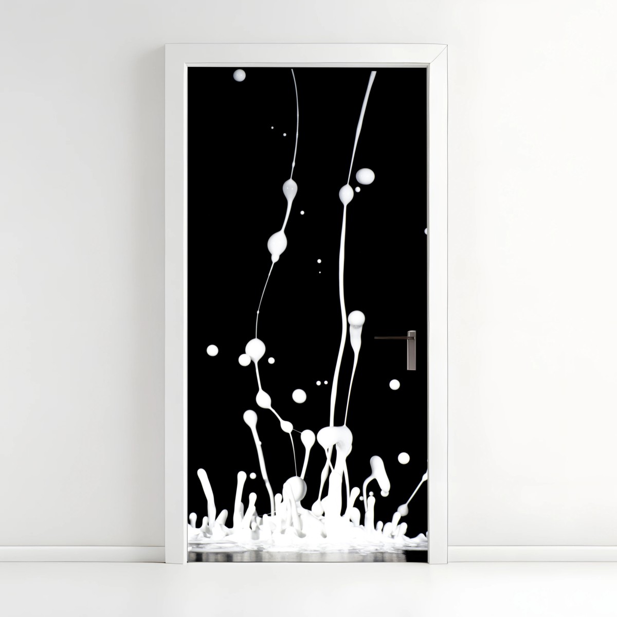 Türaufkleber weiße flüssigkeitsspritzer auf schwarzem hintergrund – Wallnifity® Türaufkleber weiße flüssigkeitsspritzer auf schwarzem hintergrund – Wallnifity®