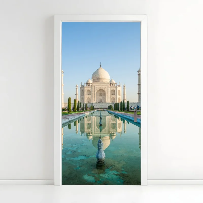 Türaufkleber Taj Mahal spiegelung im morgendlichen licht