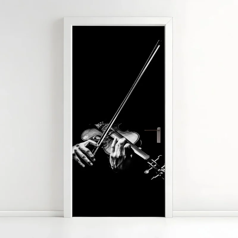 Türaufkleber monochrome hände eines geigers