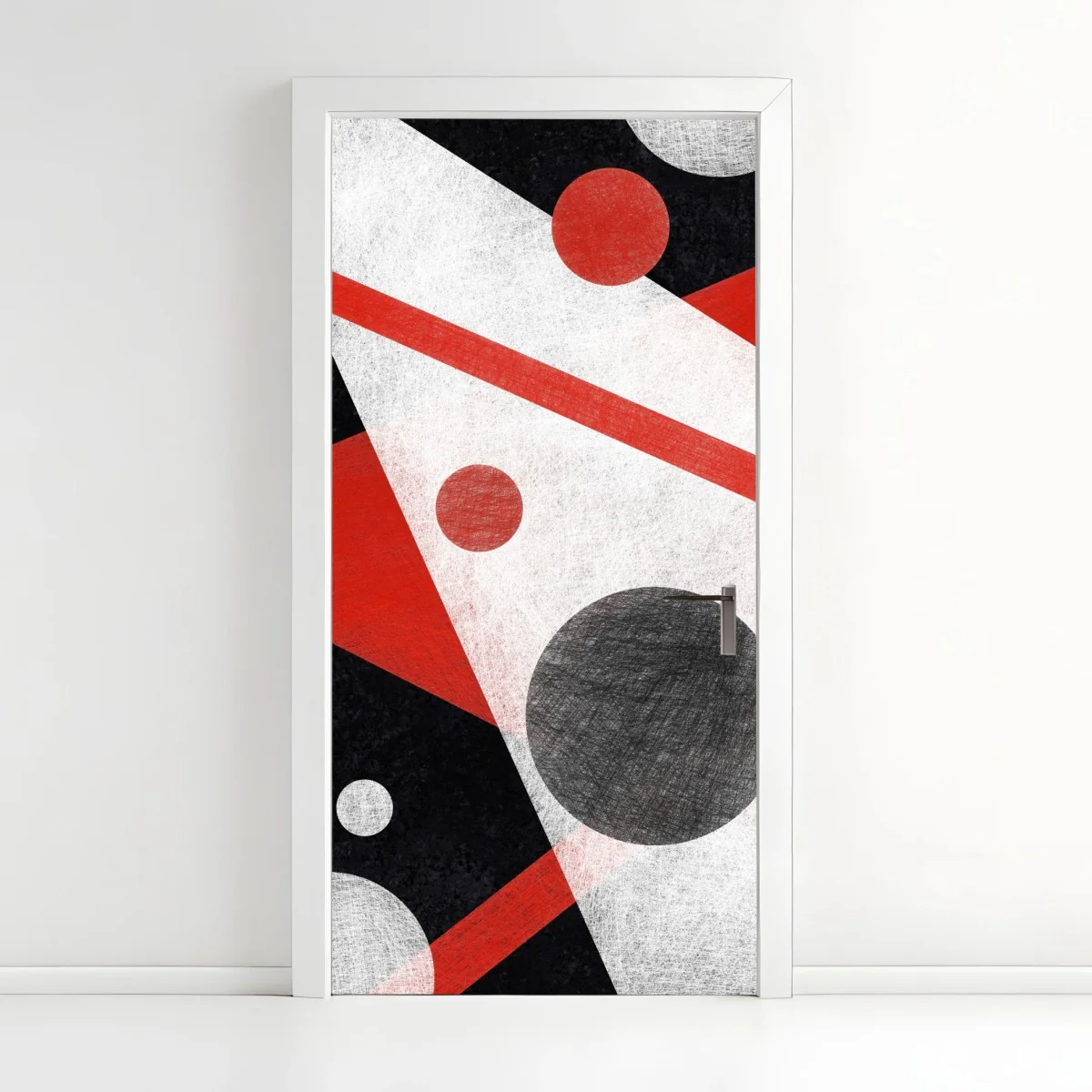 Türaufkleber geometrische abstraktion in rot und schwarz – Wallnifity®