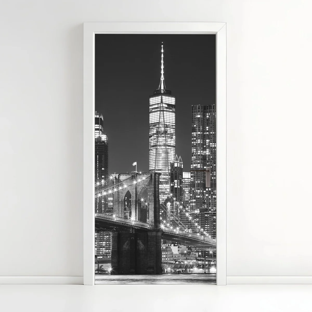 Türaufkleber Brooklyn Bridge und Manhattan skyline bei nacht – Wallnifity® Türaufkleber Brooklyn Bridge und Manhattan skyline bei nacht – Wallnifity®