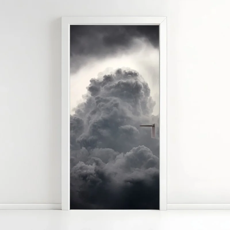 Türaufkleber dramatische graue wolkenlandschaft