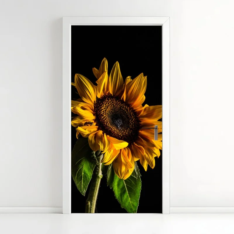 Türaufkleber goldene sonnenblume in nahaufnahme