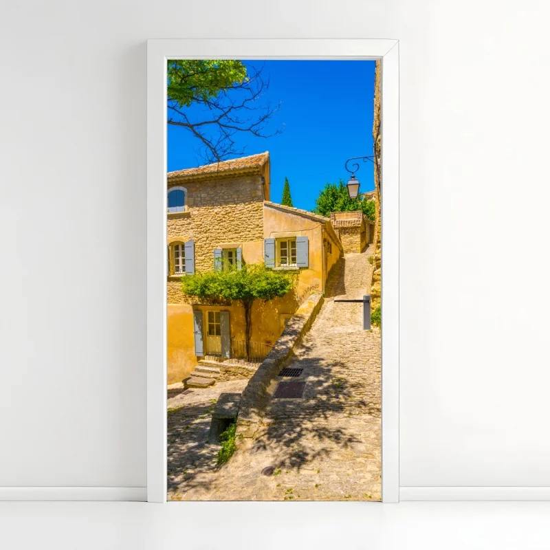 Türaufkleber sonnige kopfsteinpflastergasse