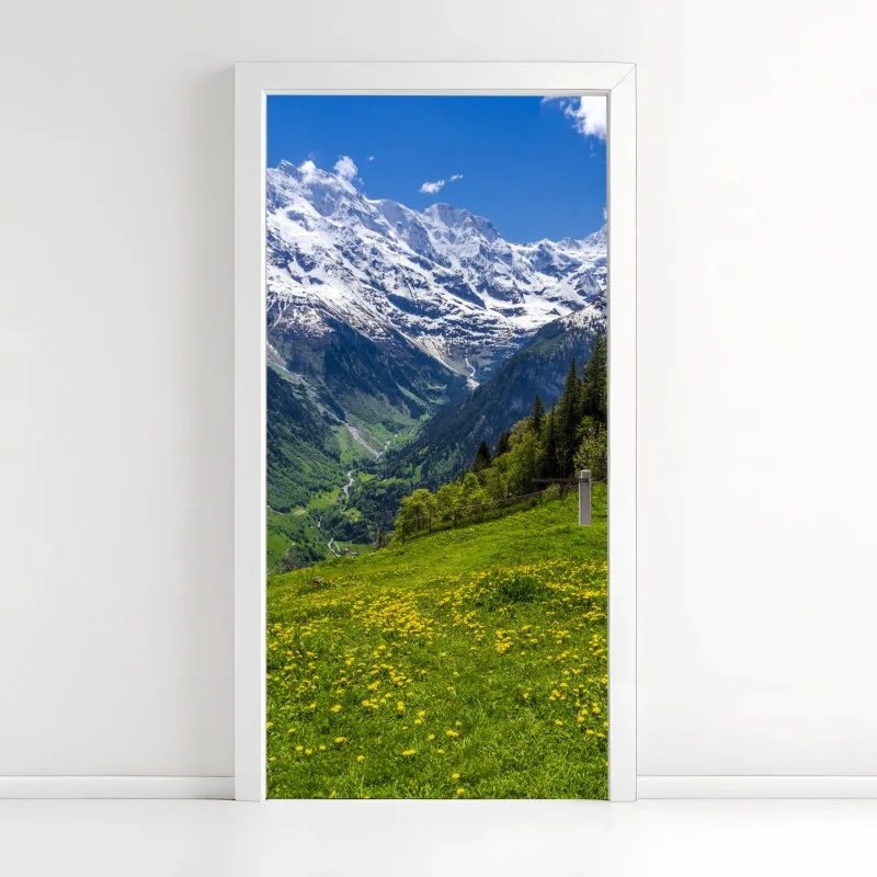 Türaufkleber rosa tropischer sonnenuntergang mit palmen – Wallnifity®