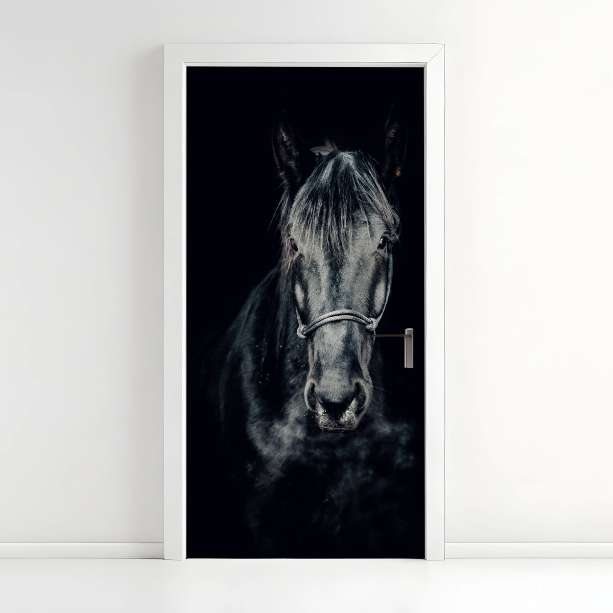 Türaufkleber majestätisches schwarzes pferdeporträt – Wallnifity®
