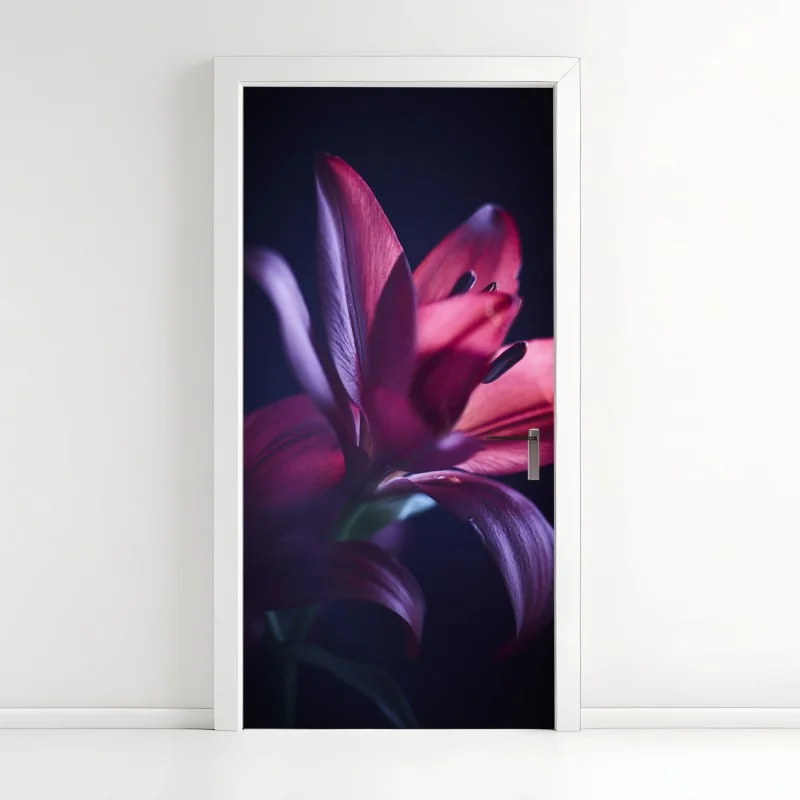 Türaufkleber rosa tropischer sonnenuntergang mit palmen – Wallnifity®