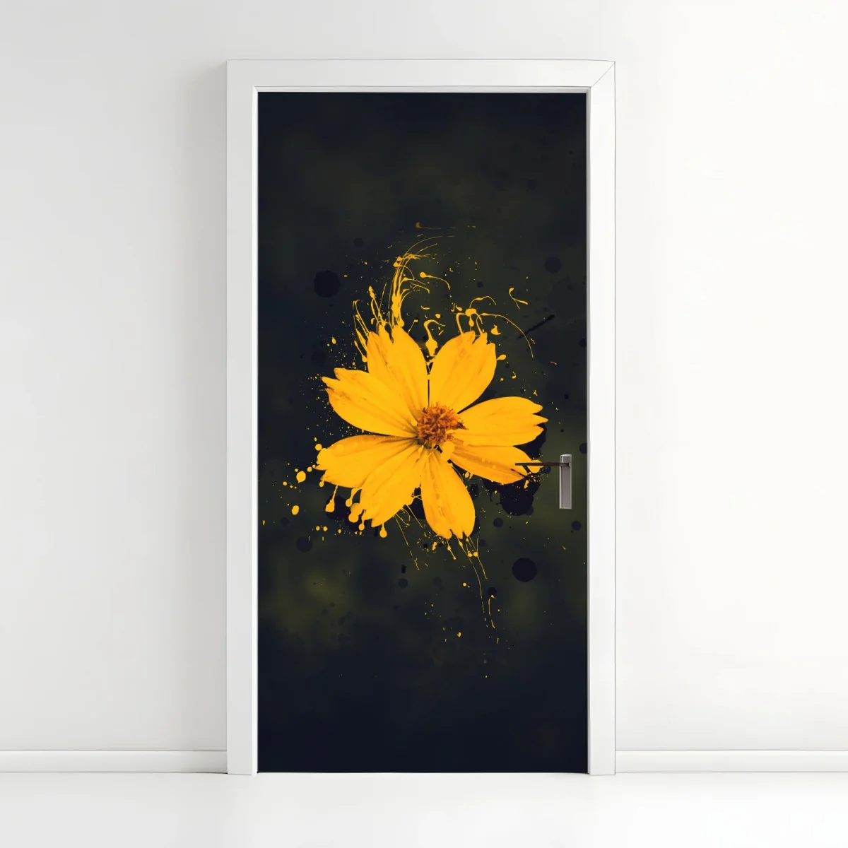 Türaufkleber leuchtende gelbe blüte auf dunklem hintergrund – Wallnifity® Türaufkleber leuchtende gelbe blüte auf dunklem hintergrund – Wallnifity®