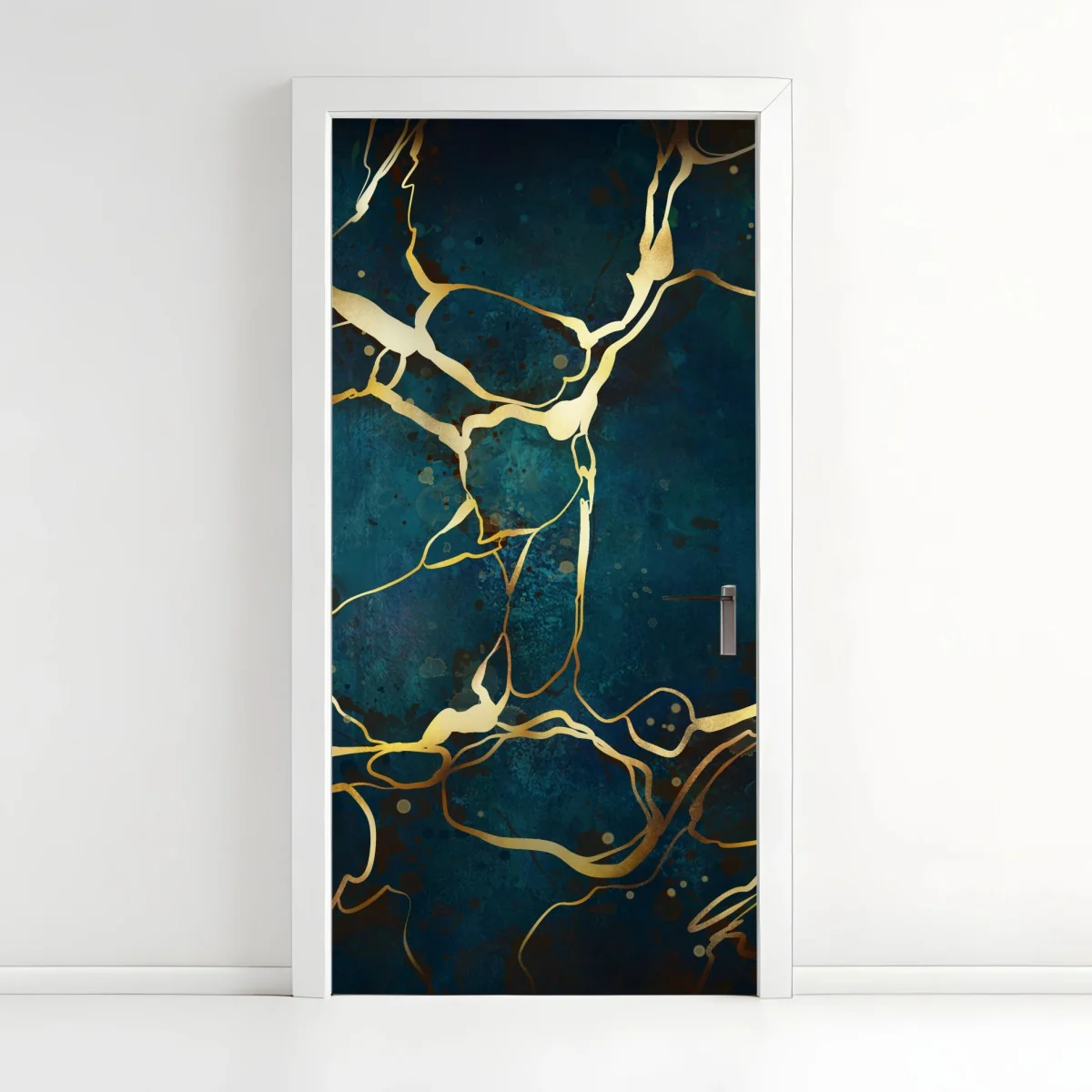 Türaufkleber türkis und gold abstrakt mit goldenen adern – Wallnifity® Türaufkleber türkis und gold abstrakt mit goldenen adern – Wallnifity®