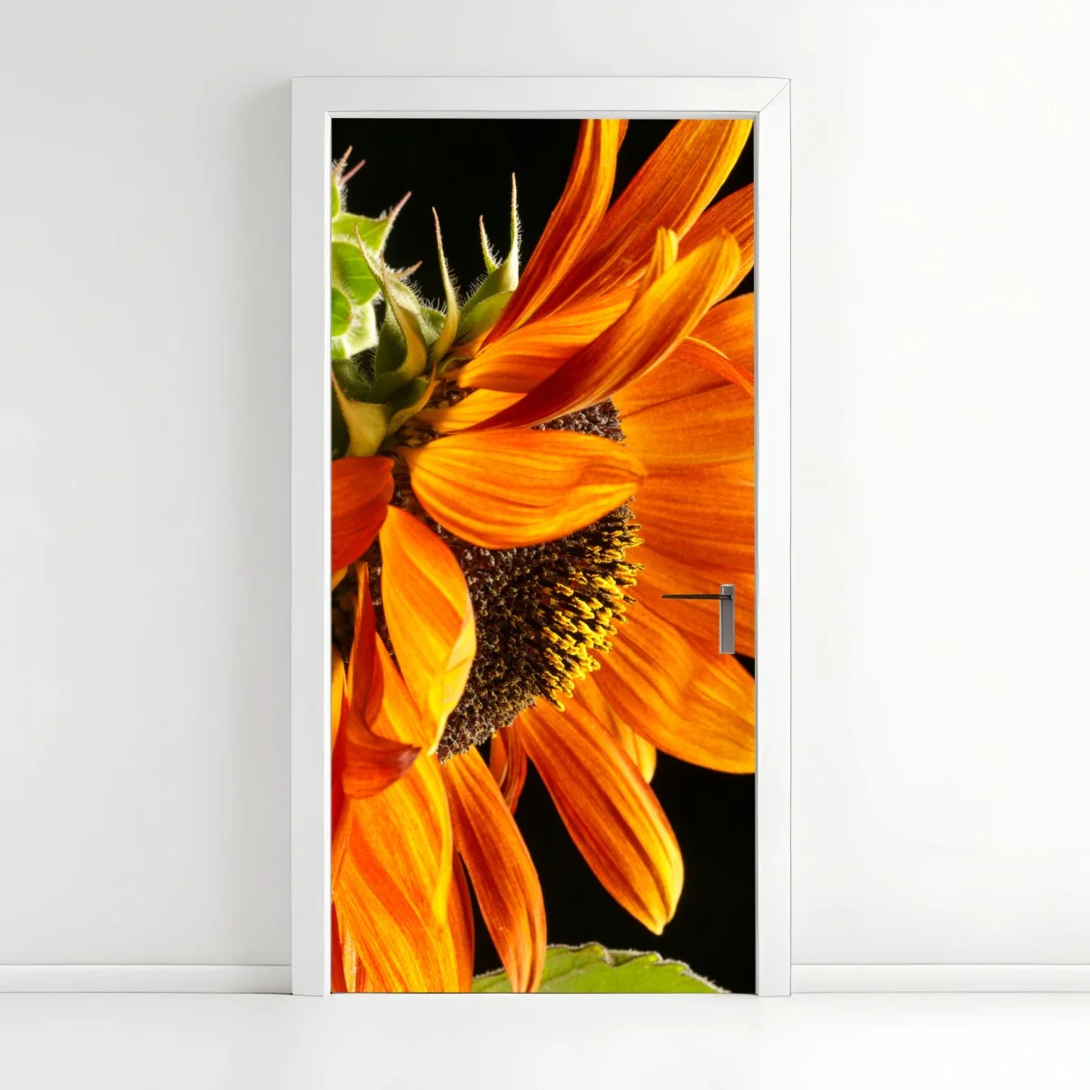 Türaufkleber leuchtende orange sonnenblume nahaufnahme – Wallnifity® Türaufkleber leuchtende orange sonnenblume nahaufnahme – Wallnifity®