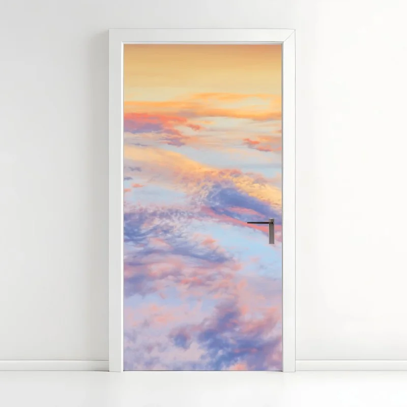 Türaufkleber sanfter pastellhimmel bei sonnenaufgang