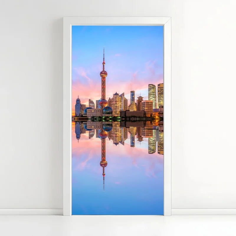 Türaufkleber Shanghai skyline bei sonnenaufgang