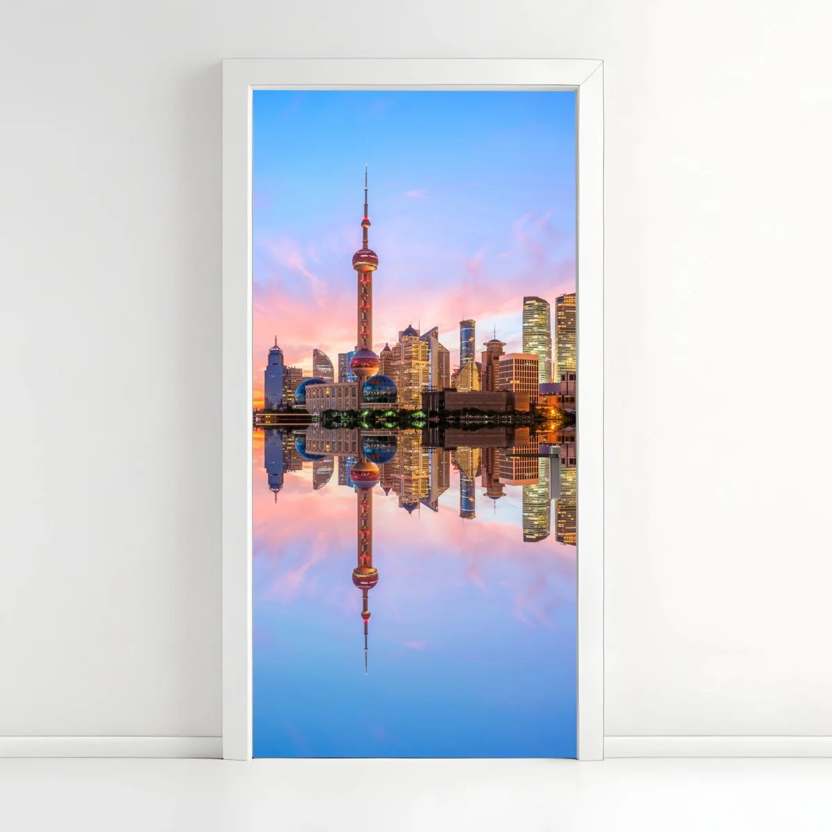 Türaufkleber Shanghai skyline bei sonnenaufgang – Wallnifity® Türaufkleber Shanghai skyline bei sonnenaufgang – Wallnifity®