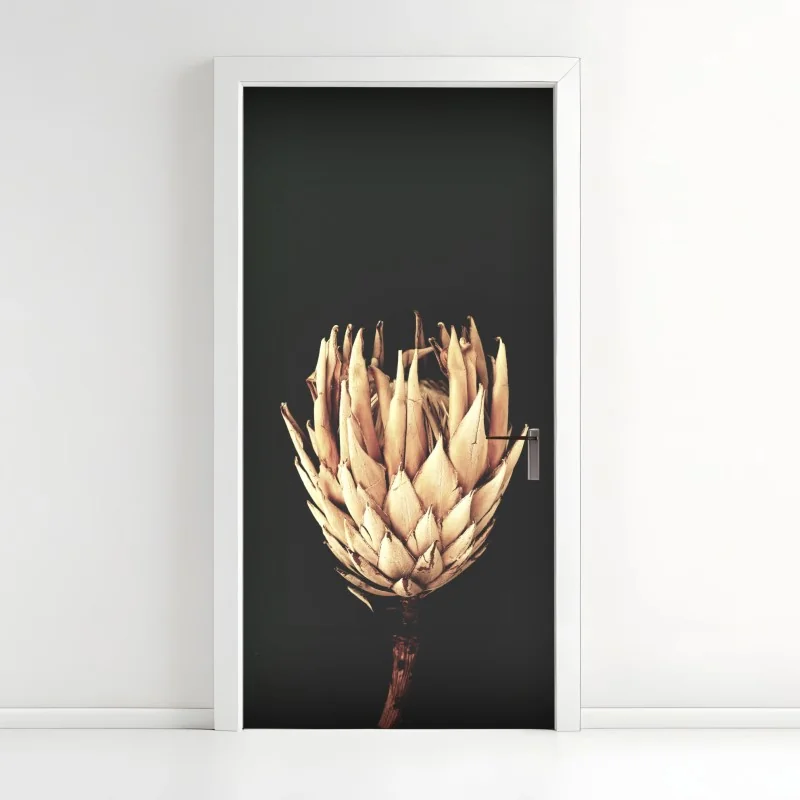 Türaufkleber getrocknete protea in sepia