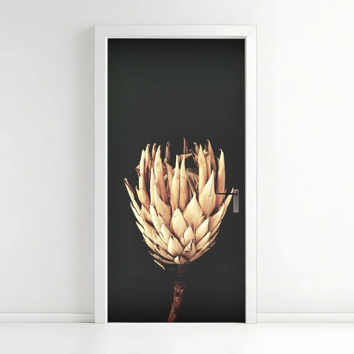 Türaufkleber getrocknete protea in sepia – Wallnifity®