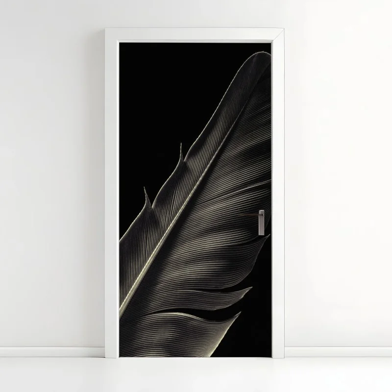 Türaufkleber leuchtende sonnenblume vor schwarzem hintergrund – Wallnifity®