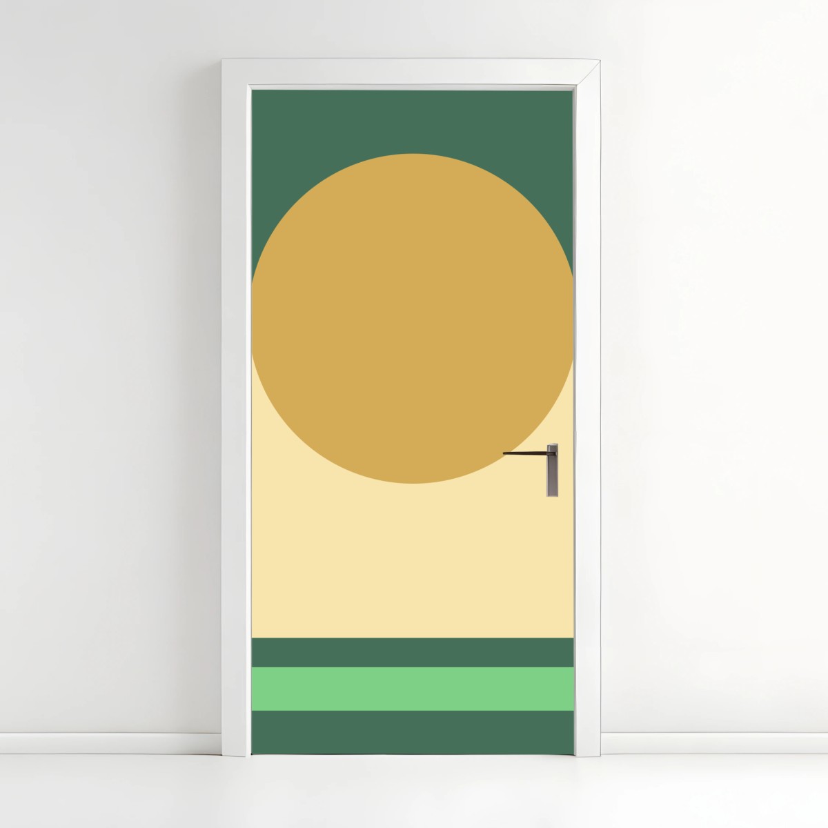 Türaufkleber goldene sonne über geometrischem block – Wallnifity®