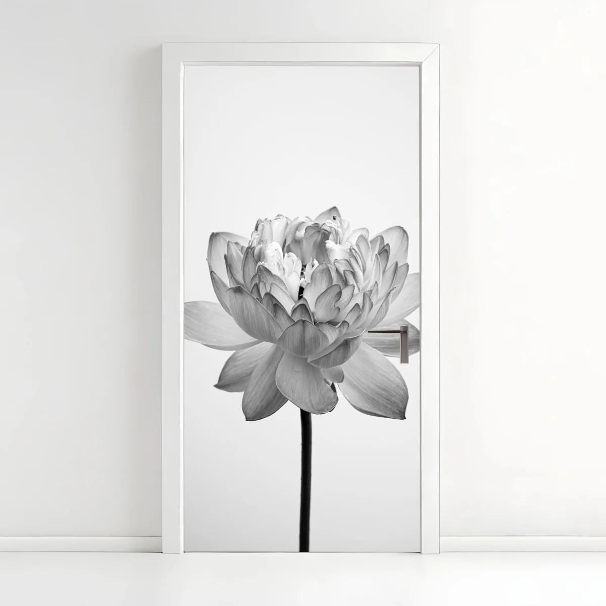 Türaufkleber ruhevoller lotus in graustufen – Wallnifity® Türaufkleber ruhevoller lotus in graustufen – Wallnifity®