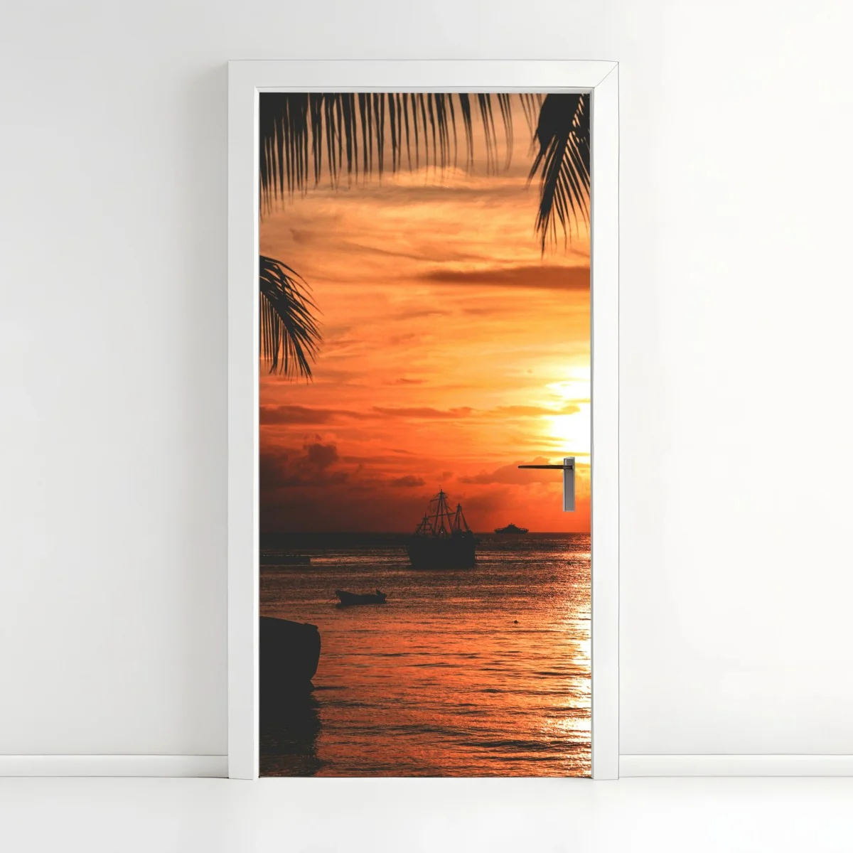 Türaufkleber tropischer sonnenuntergang am meer – Wallnifity®