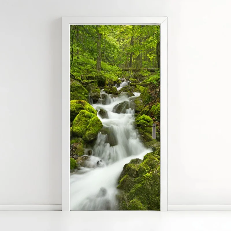 Türaufkleber moosiger wasserfall