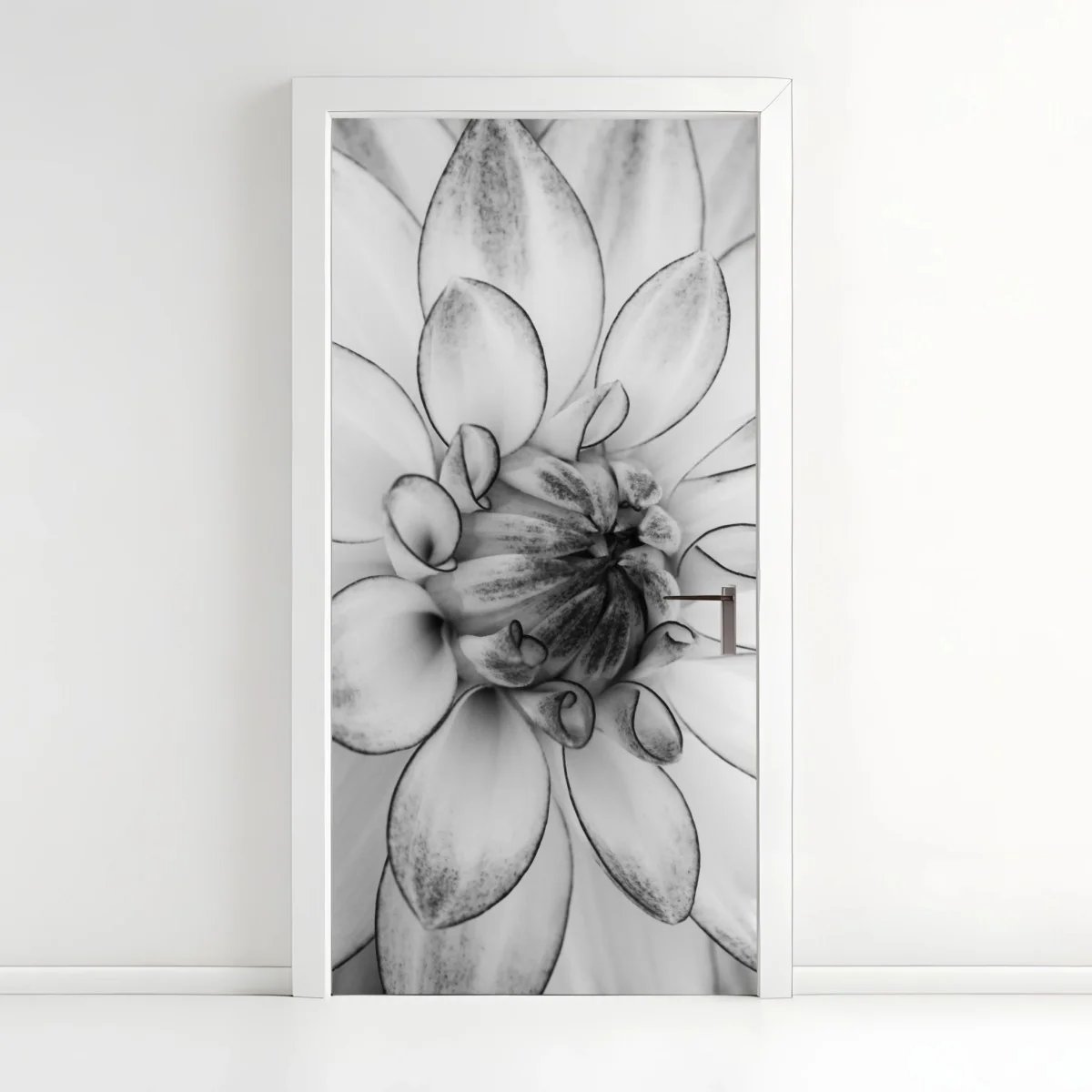 Türaufkleber monochrome nahaufnahme einer dahlie – Wallnifity®
