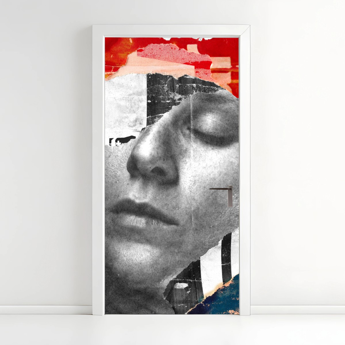 Türaufkleber zerrissene porträt-collage – Wallnifity®